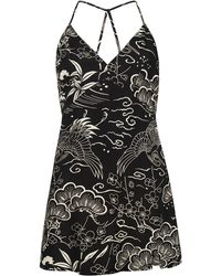 Superdry - Mini-Trägerkleid mit Print Horaizu Schwarz Bedruckt 38 - Lyst