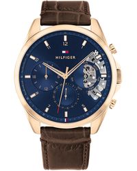 Tommy Hilfiger - Reloj Analógico de Cuarzo multifunción para hombre con Correa en piel Marrón oscuro - 1710453 - Lyst