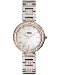 Fossil - Karli Analogue Quartz Watch With Silver & Rose Gold Stainless Steel Strap For Bq3337 - Lyst