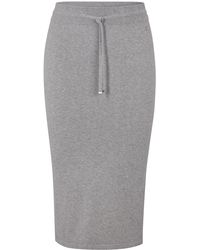 HUGO - S Samenera Knitted Tube Skirt In A Cotton Blend With Cashmere Grey - Lyst