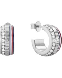 Tommy Hilfiger - Jewelry Women's Stainless Steel C Shape Earring Embellished With Crystals - 2780623 - Lyst