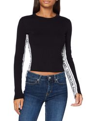 Calvin Klein Stripe Logo Sweater Suéter - Negro