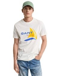 GANT - Graphic T-Shirt, Eggshell - Lyst
