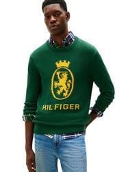 Tommy Hilfiger - Intarsien-Pullover Mit Th-Wappen - Lyst
