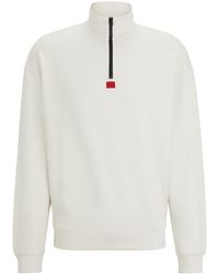 HUGO - Relaxed-fit Zip-neck Sweatshirt In French Terry Cotton - Lyst