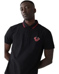 TRUE RELIGION - Men's Jv7 Tipped Polo – Short Sleeve Cut & Sew Knit Polo Shirt With Contrast Trim & Logo- Jet Black, M - Lyst