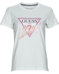 Guess - T-Shirt ica Corta da Donna Marchio - Lyst