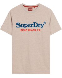 Superdry - Venue Duo Logo-T-Shirt Lavin Beige Meliert L - Lyst