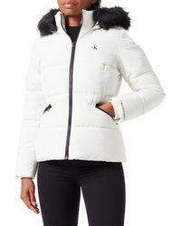 Calvin Klein - Jacke Faux Fur Hooded Fitted Short Winterjacke - Lyst