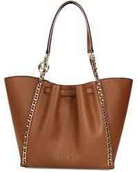 Michael Kors - Mina Large luggage Leather Belted Chain Inlay Tote Bag - Lyst