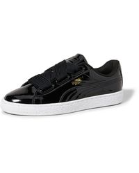 puma patent basket heart trainer in white