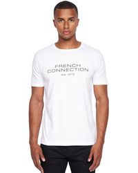 French Connection - S Premium Half Sleeve Crew Neck T-shirt With Letter Print Logo Design(l,fischer White) - Lyst