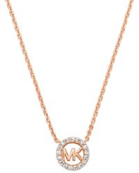 Michael Kors - – Premium Kors MK Halskette aus roségoldfarbenem Sterlingsilber mit Logo-Anhänger für - Lyst