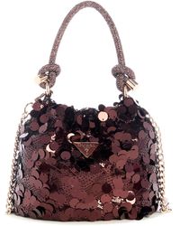 Guess - Avondtas Schoudertas Holiday Shine Pochette Mini Wine Wijnrood - Lyst