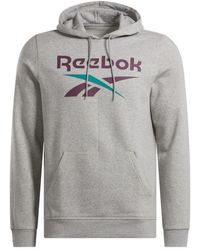 Reebok - Identity Grote Logo Fleece Hoodie Mgreyh/midnight Plum Nelijke Training Sweatshirts - Lyst