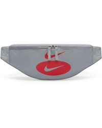 Nike - Heritage 3l Hip Pack Waist Pouch Money Bag Particle Grey/university Red - Lyst