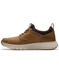 Clarks - Motion Trek Ez Dark Tan Leather Trainers - Lyst