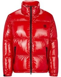 HUGO - Water-repellent Lacquered Puffer Jacket With Stacked Logos - Lyst