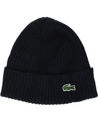Lacoste - Ribbed Wool Beanie - Lyst