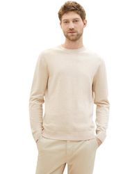 Tom Tailor - Basic Crewneck Pullover aus Baumwolle - Lyst