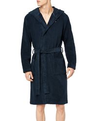 Tommy Hilfiger Pure Cotton Hooded Bathrobe - Blue