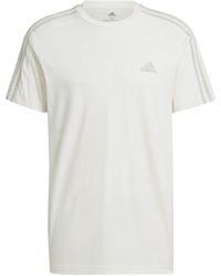adidas - Kurzarmshirt ESSENTIALS SINGLE JERSEY 3-STREIFEN T-Shirt creme-weiß - Lyst