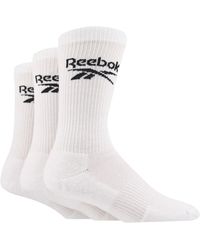 Reebok - S 3 Pair Crew Socks White 8.5-10 - Lyst