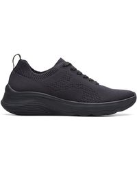 Clarks - Circuit Tie Textile Trainers In Black Standard Fit Size 5 - Lyst