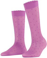 FALKE - Dot 15 Den Knee-high Pop Socks Long Sheer Transparent Comfort Ruffle Frilly Cuff For A Soft Grip On The Leg Reinforced Fine Seam - Lyst