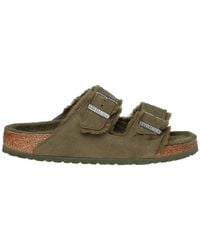 Birkenstock - Arizona Shearling Suede Leather Thyme Sandals 5 Uk - Lyst