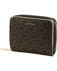 Calvin Klein - CK Must Zip Round Wallet with Flap Brown Mono - Lyst