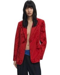 Desigual - Sakko Mit Samtdetails, Damen, Rot - Lyst