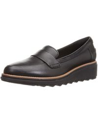 Clarks - Sharon Gracie Black Leather With Dark Tan Welt 11m Penny - Lyst