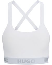 HUGO - Bralette Aus Stretch-Baumwolle Mit Hinten Überkreuzten Trägern Und Logo-Band - Lyst