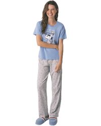 Women'secret - Pyjama Met Korte Mouwen En Lange Broek - Lyst