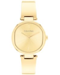 Calvin Klein - Quartz 25200309 Ionic Plated Thin Gold Steel And Bangle Bracelet Watch - Lyst