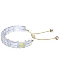 Swarovski - Letra Soft Bracelet With White Square-cut Crystals And Printed Star Motif - Lyst
