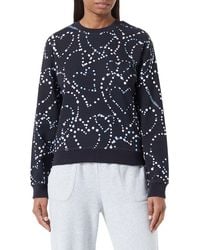 Love Moschino - Regular fit Long-Sleeved Roundneck Sweatshirt in 100% Cotton Fleece Allover Storm of Hearts Printed. - Lyst