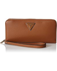 Guess - Laurel Slg Large Zip Around Wallet In Medium Coffee Color - Lyst