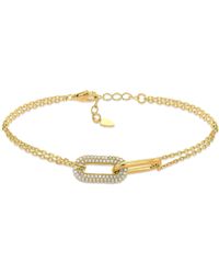 Amazon Essentials - Pulsera de Eslabones Pavé de Plata de Ley Bañada en Oro - Lyst