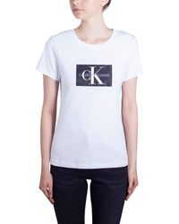 Calvin Klein - T-Shirt Monogram Logo Slim FIT Tee J20J207946 s Weiss - Lyst