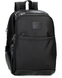 Pepe Jeans - Sander Backpack For Laptop Double Compartment Adaptable 15.6" Black 33x40x17 Cms Polyester With Synthetic Leather Details 22.44l - Lyst