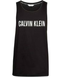 Calvin Klein - Débardeur CK débardeur en Pur Coton avec imprimé sur Le Devant Article KM0KM00837 Tank - Lyst