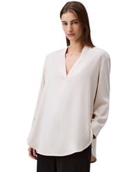 Calvin Klein - Relaxed V Neck Blouse - Lyst