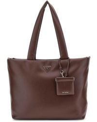 Guess - Sac shopper sac à épaule Sunetra Tech Tote Bag Espresso marron foncé - Lyst
