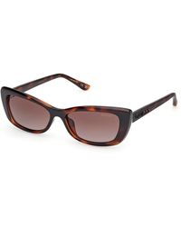 Guess - Gu00156-h52f55 Bruin Plastic Rechthoekige Volledige Rand Vrouwen Uv-bescherming Zonnebril - Lyst