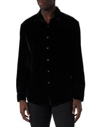 HUGO - Kenno Slim-Fit Hemd aus Stretch-Samt Schwarz 45 - Lyst