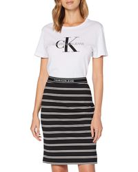 Calvin Klein Logo Elastic Stripe Milano Skirt Falda - Negro