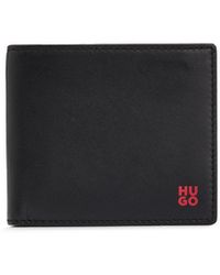 HUGO - Nappa-leather Billfold Wallet With Stacked Logo - Lyst