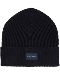 Calvin Klein Waffle Beanie Strickmütze - Blau